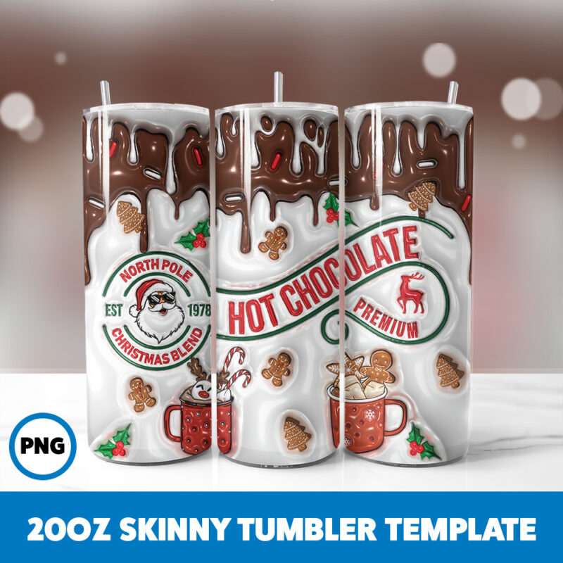 3D Inflated Christmas 23 20oz Skinny Tumbler Sublimation Design
