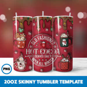 3D Inflated Christmas 24 20oz Skinny Tumbler Sublimation Design