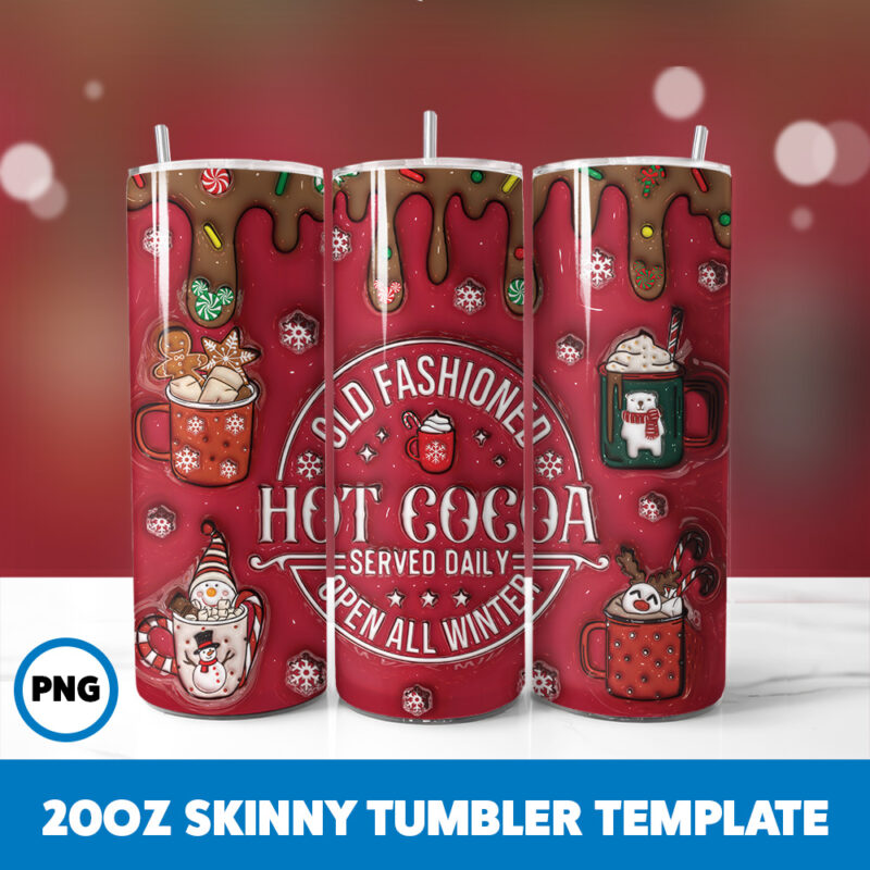 3D Inflated Christmas 24 20oz Skinny Tumbler Sublimation Design