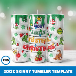 3D Inflated Christmas 3 20oz Skinny Tumbler Sublimation Design