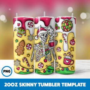 3D Inflated Christmas 30 20oz Skinny Tumbler Sublimation Design
