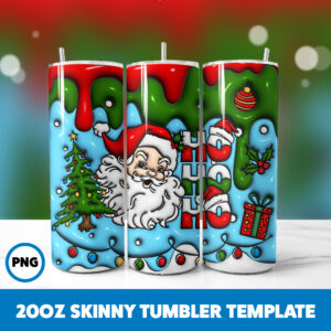 3D Inflated Christmas 32 20oz Skinny Tumbler Sublimation Design