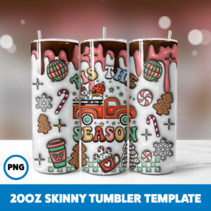 3D Inflated Christmas 36 20oz Skinny Tumbler Sublimation Design