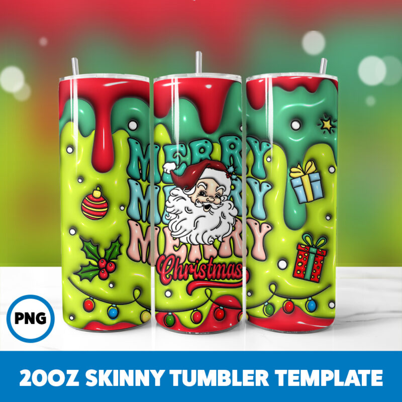3D Inflated Christmas 39 20oz Skinny Tumbler Sublimation Design