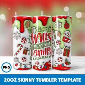 3D Inflated Christmas 40 20oz Skinny Tumbler Sublimation Design