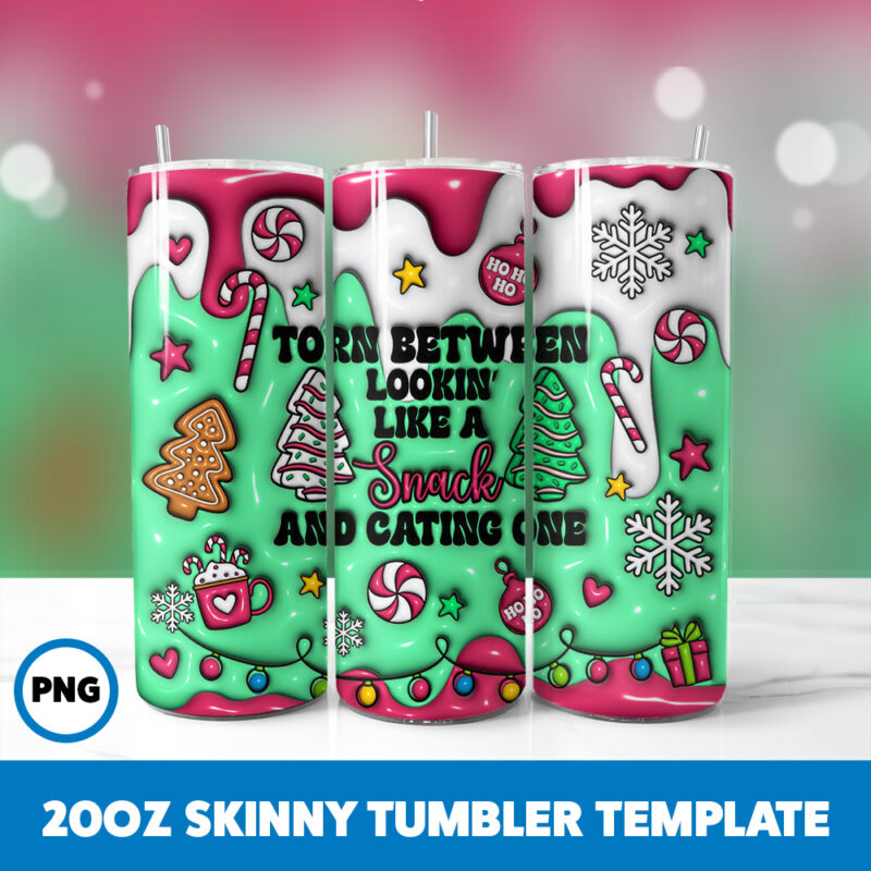 3D Inflated Christmas 42 20oz Skinny Tumbler Sublimation Design