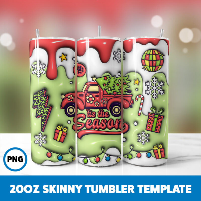 3D Inflated Christmas 43 20oz Skinny Tumbler Sublimation Design