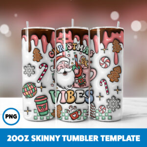 3D Inflated Christmas 44 20oz Skinny Tumbler Sublimation Design