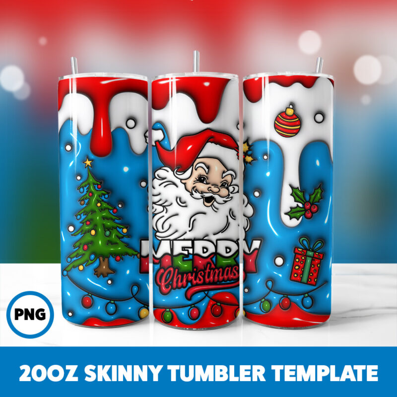 3D Inflated Christmas 45 20oz Skinny Tumbler Sublimation Design