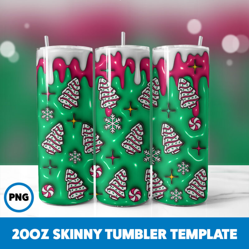 3D Inflated Christmas 48 20oz Skinny Tumbler Sublimation Design