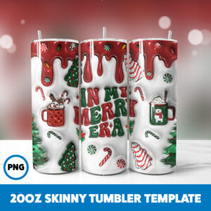 3D Inflated Christmas 5 20oz Skinny Tumbler Sublimation Design