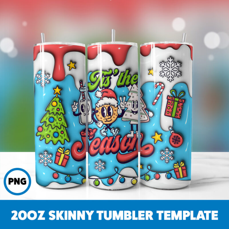 3D Inflated Christmas 50 20oz Skinny Tumbler Sublimation Design