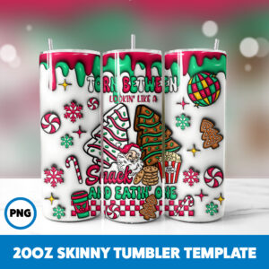 3D Inflated Christmas 51 20oz Skinny Tumbler Sublimation Design