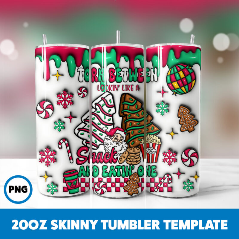 3D Inflated Christmas 51 20oz Skinny Tumbler Sublimation Design