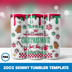 3D Inflated Christmas 55 20oz Skinny Tumbler Sublimation Design