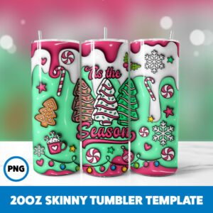 3D Inflated Christmas 58 20oz Skinny Tumbler Sublimation Design