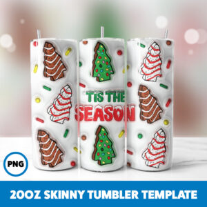 3D Inflated Christmas 6 20oz Skinny Tumbler Sublimation Design