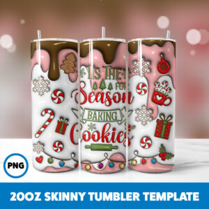 3D Inflated Christmas 61 20oz Skinny Tumbler Sublimation Design