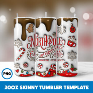 3D Inflated Christmas 63 20oz Skinny Tumbler Sublimation Design
