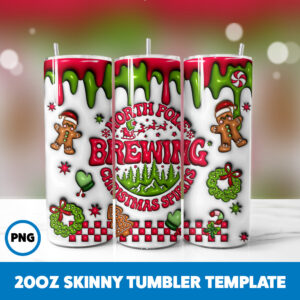 3D Inflated Christmas 66 20oz Skinny Tumbler Sublimation Design