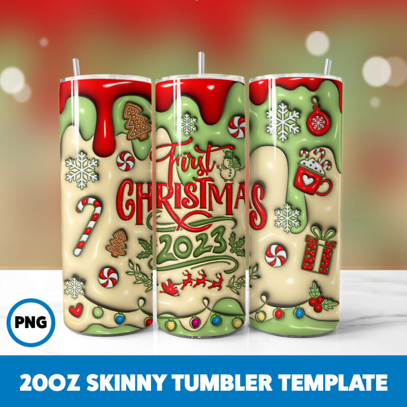 3D Inflated Christmas 69 20oz Skinny Tumbler Sublimation Design