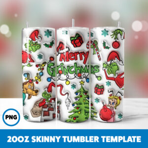 3D Inflated Christmas 70 20oz Skinny Tumbler Sublimation Design
