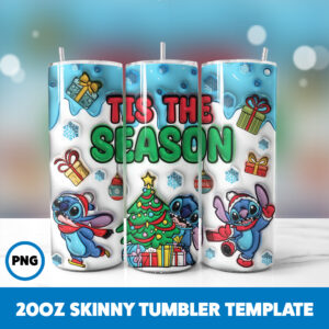 3D Inflated Christmas 74 20oz Skinny Tumbler Sublimation Design