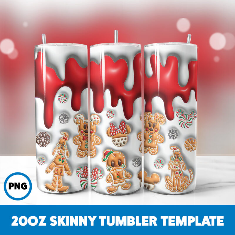 3D Inflated Christmas 76 20oz Skinny Tumbler Sublimation Design