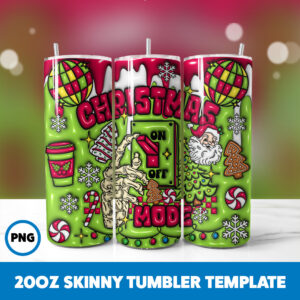 3D Inflated Christmas 77 20oz Skinny Tumbler Sublimation Design