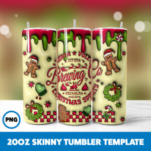 3D Inflated Christmas 78 20oz Skinny Tumbler Sublimation Design