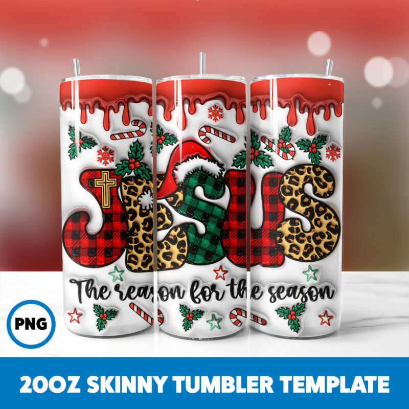 3D Inflated Christmas 79 20oz Skinny Tumbler Sublimation Design