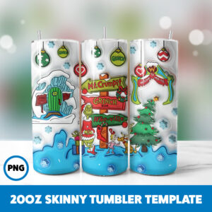 3D Inflated Christmas 81 20oz Skinny Tumbler Sublimation Design
