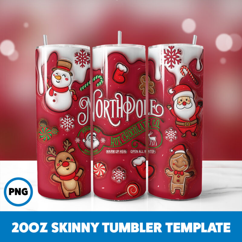 3D Inflated Christmas 83 20oz Skinny Tumbler Sublimation Design
