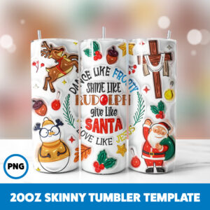 3D Inflated Christmas 84 20oz Skinny Tumbler Sublimation Design