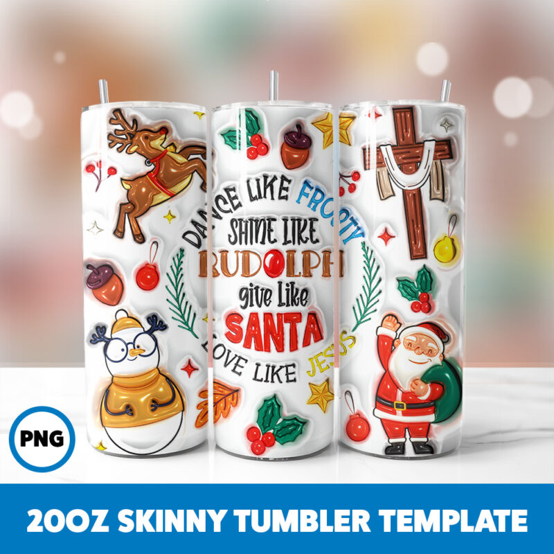 3D Inflated Christmas 84 20oz Skinny Tumbler Sublimation Design