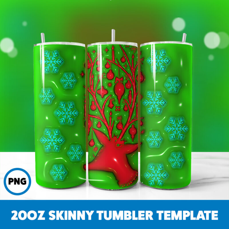 3D Inflated Christmas 87 20oz Skinny Tumbler Sublimation Design