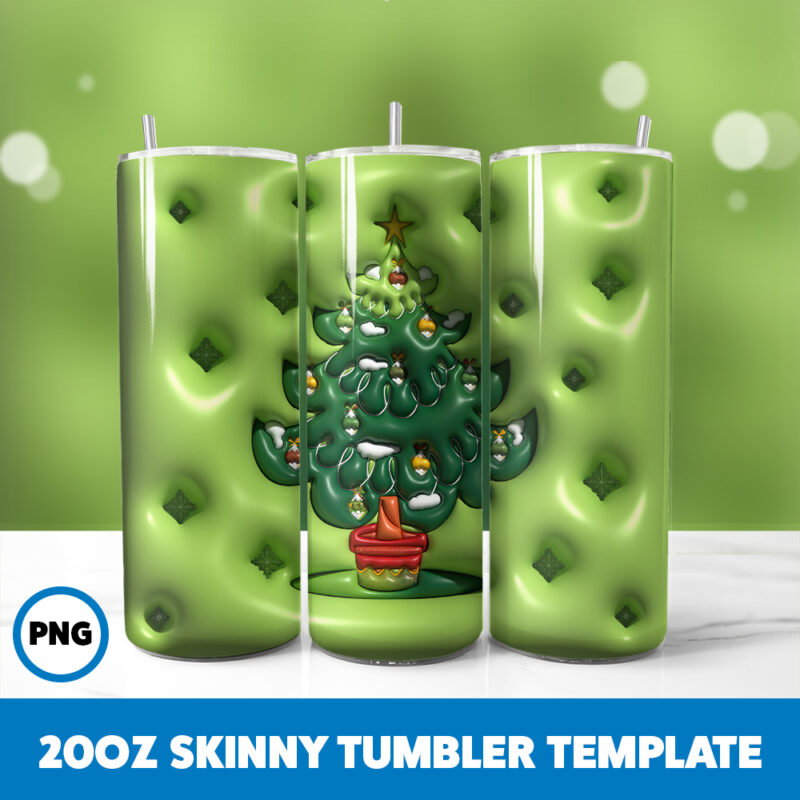 3D Inflated Christmas 95 20oz Skinny Tumbler Sublimation Design