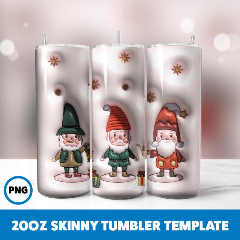 3D Inflated Christmas 96 20oz Skinny Tumbler Sublimation Design