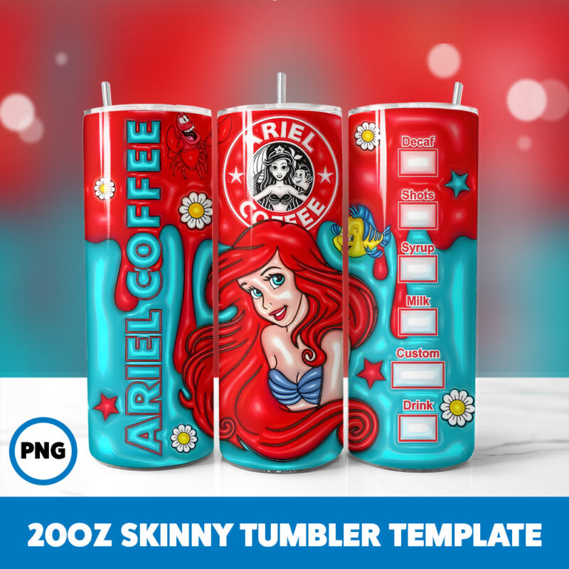 3D Inflated Fairy Tales 10 20oz Skinny Tumbler Sublimation Design