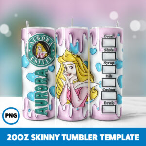 3D Inflated Fairy Tales 21 20oz Skinny Tumbler Sublimation Design