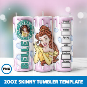 3D Inflated Fairy Tales 24 20oz Skinny Tumbler Sublimation Design