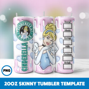 3D Inflated Fairy Tales 25 20oz Skinny Tumbler Sublimation Design