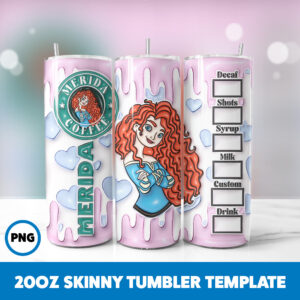 3D Inflated Fairy Tales 36 20oz Skinny Tumbler Sublimation Design