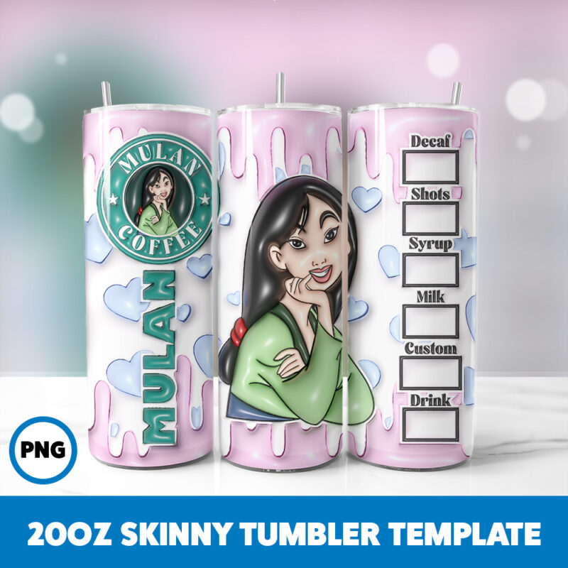 3D Inflated Fairy Tales 39 20oz Skinny Tumbler Sublimation Design