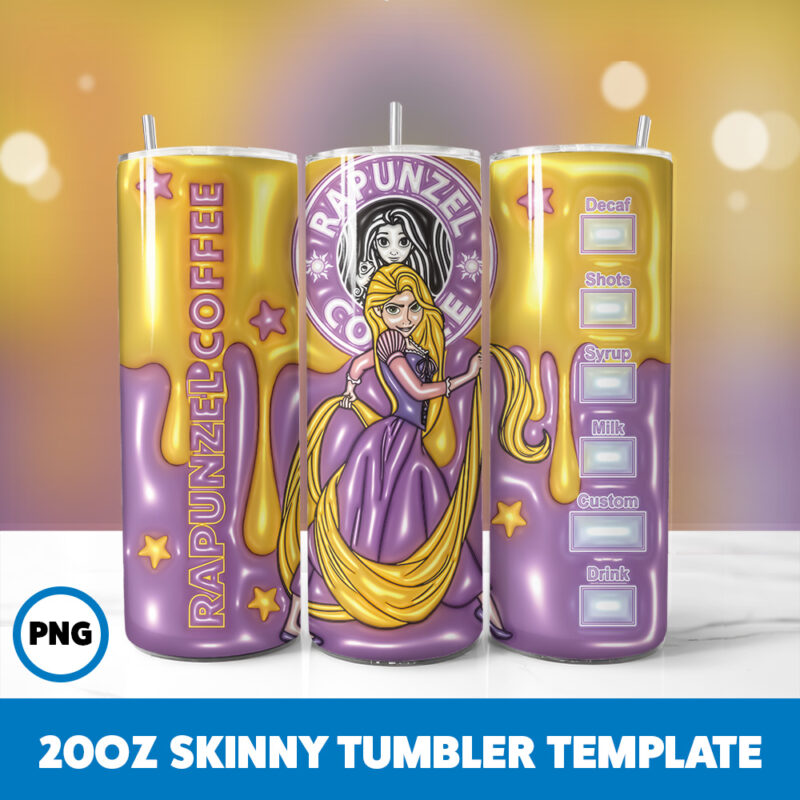 3D Inflated Fairy Tales 40 20oz Skinny Tumbler Sublimation Design