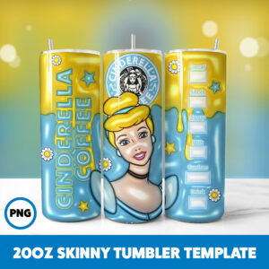 3D Inflated Fairy Tales 8 20oz Skinny Tumbler Sublimation Design