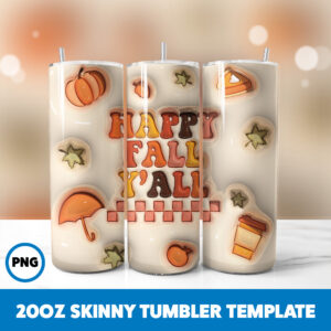 3D Inflated Fall 13 20oz Skinny Tumbler Sublimation Design