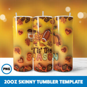 3D Inflated Fall 15 20oz Skinny Tumbler Sublimation Design