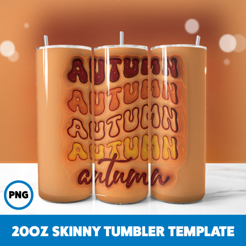 3D Inflated Fall 3 20oz Skinny Tumbler Sublimation Design