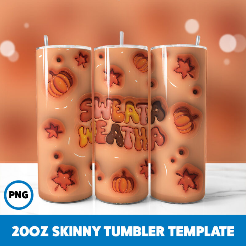 3D Inflated Fall 7 20oz Skinny Tumbler Sublimation Design